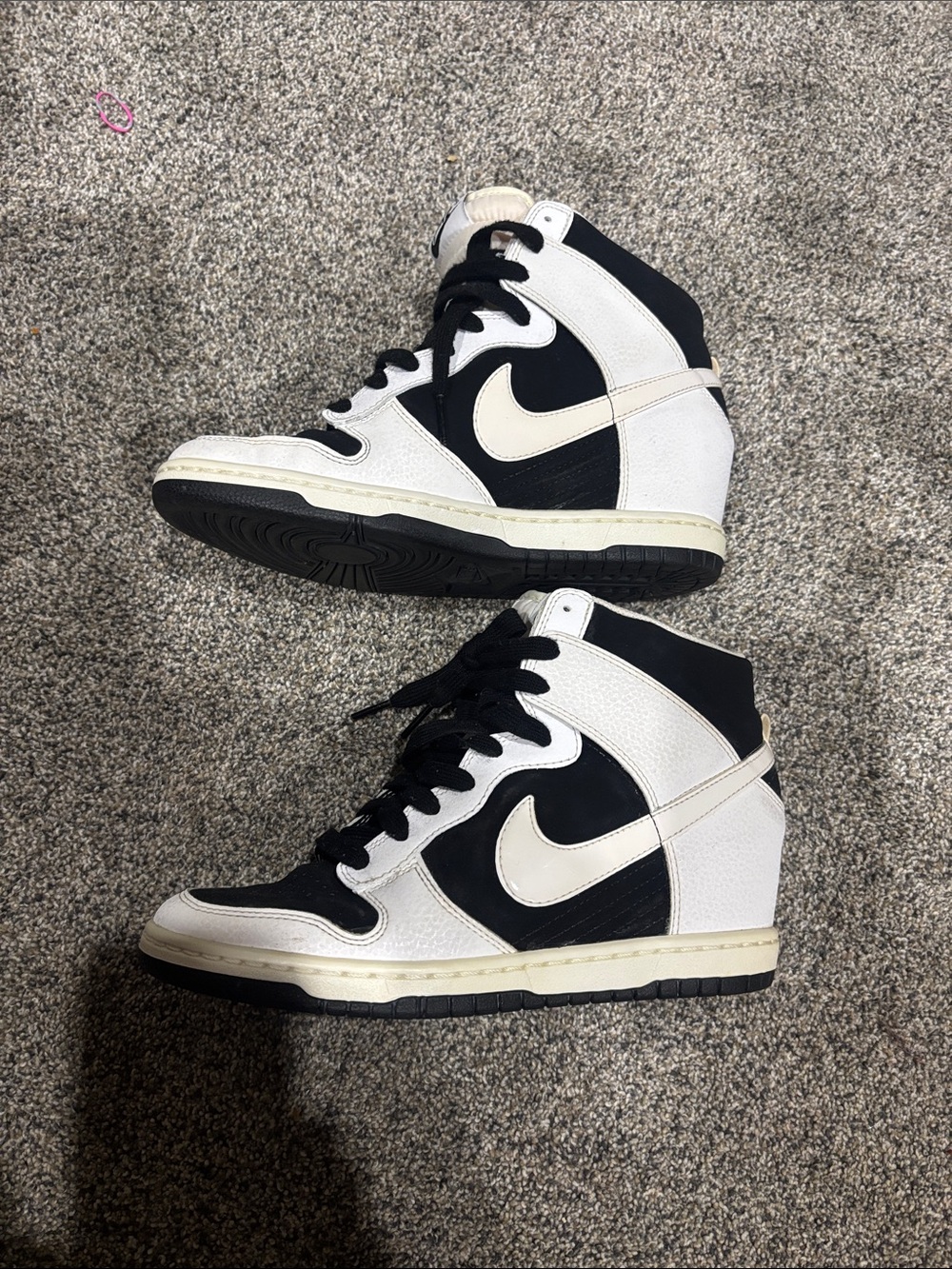 Retro (vintage) Nike Women’s High-Top Wedge Sneakers in Black and White